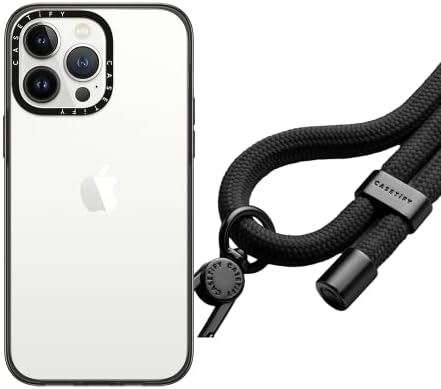 Casetify [BUCNDLE] AMAZON מקרה חיוני בלעדי לאייפון 14 PRO - CLEAR BLACK & CASETIFY חבל רצועת טלפון